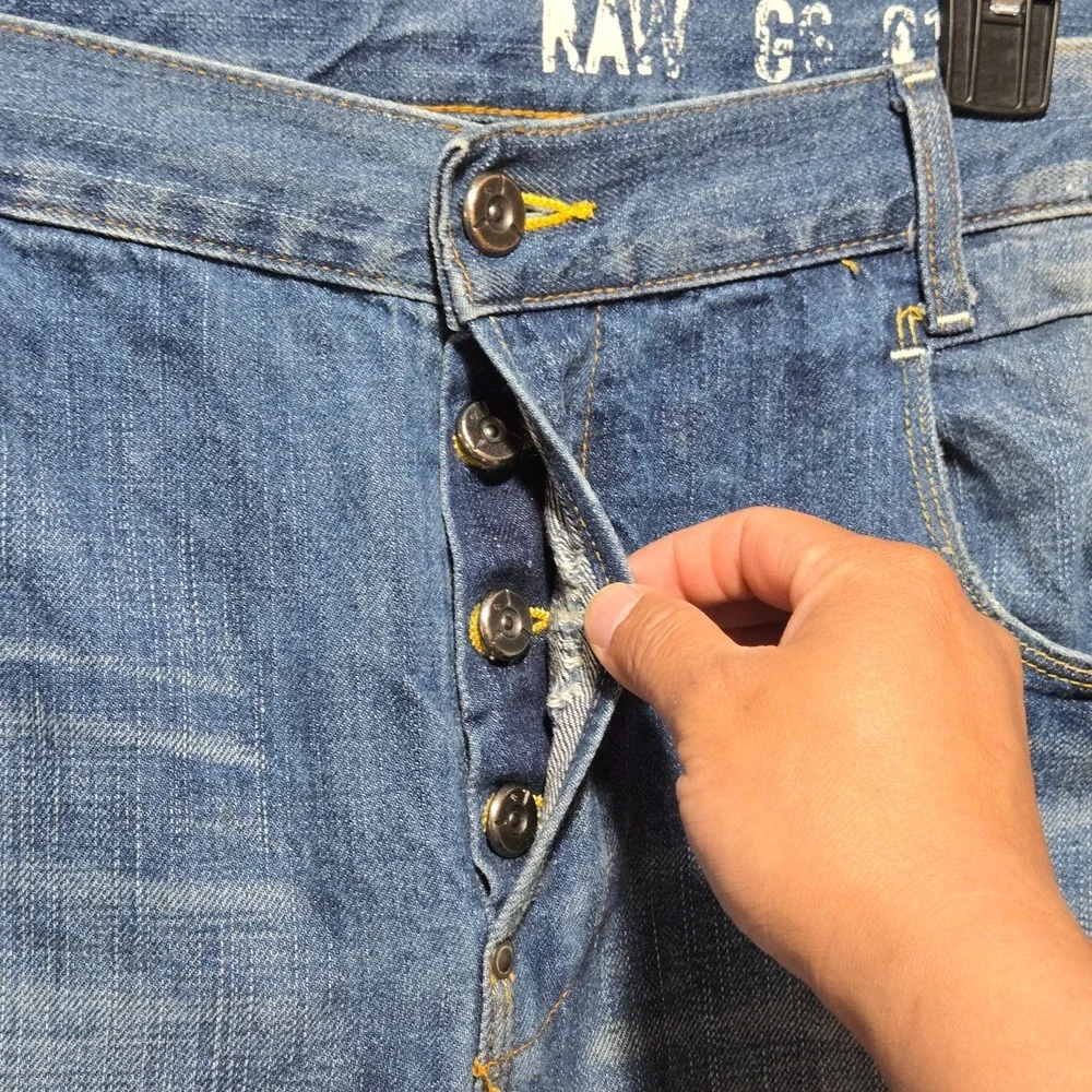 G Star Raw Jeans Mens 37 x 32 New Radar Tapered Faded Whiskered Denim Button Fly